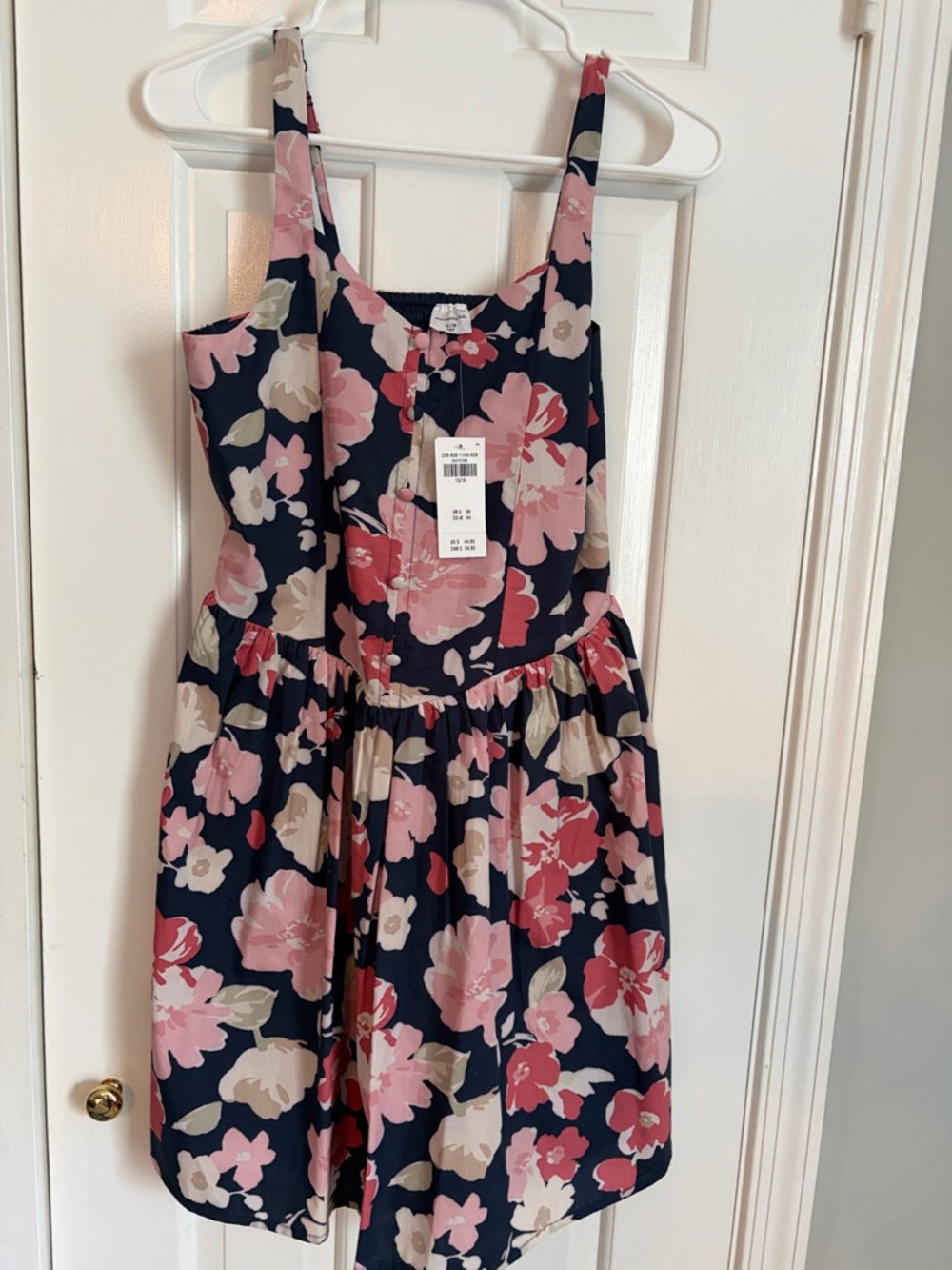 NWT Abercrombie & Fitch Navy Floral Sundress with Pink and Cream Flowers